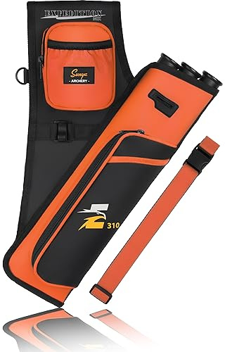 Sunya faretra per frecce arco. Include 3 tubi portafrecce, tasche per accessori e cintura. Adatto per archi compound e recurve.