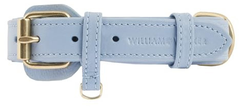 Leder Hundehalsband für große Hunde, William Walker, handgefertigt, verstellbar, besonders komfortabel, robust, pflegeleicht, extra stabil, Sky (Blau), Größe XL