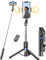 Perche Selfie avec 2 Lampes, Extra Long 114 CM Trepied Telephone Portable avec Télécommande sans Fil, Selfie Stick Compatible Telephone et Caméra d'action