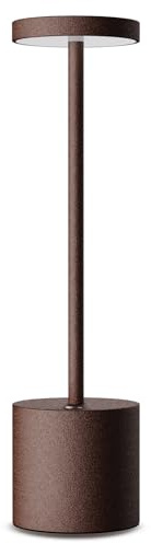 HYMZP Lámpara de Mesa Inalámbrica, Batería Recargable de 5000 mAh, Lámpara de Mesilla de Noche de Metal, para Salón Dormitorio Oficina Estudio (Corten)
