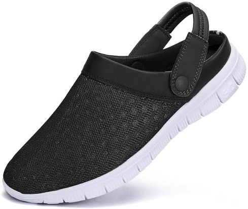 SAGUARO Zuecos para Hombre Mujer Zapatillas de Playa Respirable Ligeras Sandalias Antideslizante para Jardín Río Mar Piscina, Negro, 41 EU