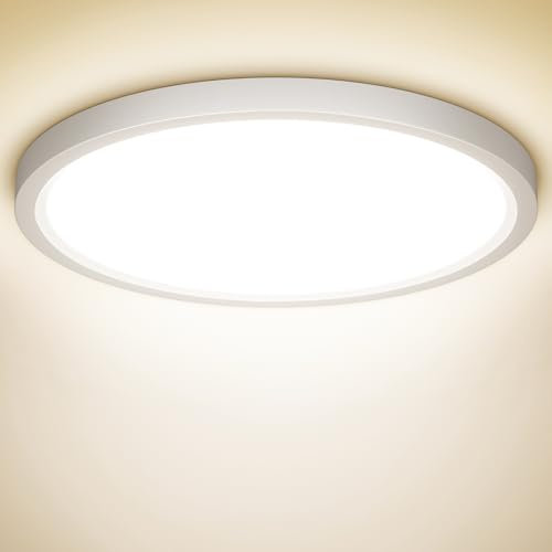 NIBSHOOM LED Deckenleuchte, 18W 1800LM Superschlanke Deckenlampe 4000K IP44 Wasserfest für Wohnzimmer Badezimmer Schlafzimmer Küche Flur Balkon, Rund und Flach Modern Led Lampen Ø220*H24mm, Warmweiß