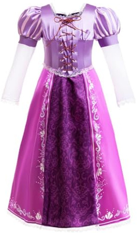 Lito Angels Princess Rapunzel Fancy Dress Up Costume Birthday Party Purple Gown for Kids Girls Age 6-7 Years