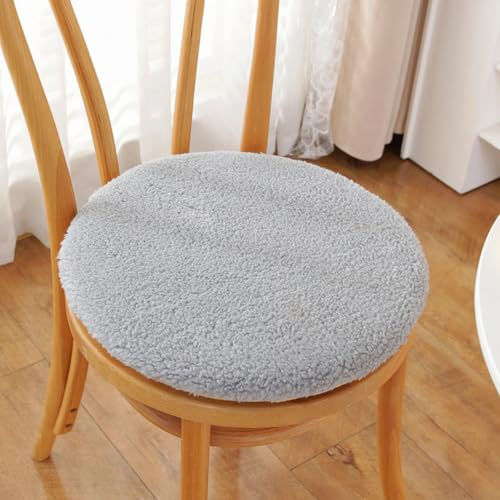 Cuscino per sedia in finta pelliccia di agnello con cerniera, caldo per l'inverno, antiscivolo, rimovibile, lavabile, cuscino da seduta rotondo, imbottito, per casa e giardino, per bambini e adulti