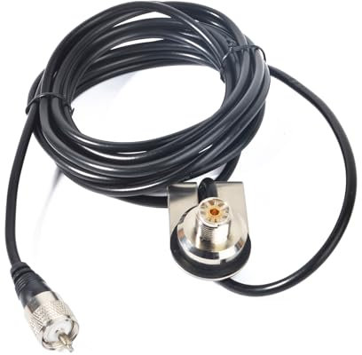 HYSHIKRA Universal Radio Mount SO239(UHF-Female) to PL259(UHF-Male) with 4M(13.1ft) RG58 Coax Cable for Hand Held Cb Radio/Vehicle/Car Mobile Radio