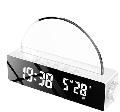 Reloj despertador para niños, amanecer, reloj despertador digital, para dormitorios, máquina de sonido, multicolor para personas que duermen mucho