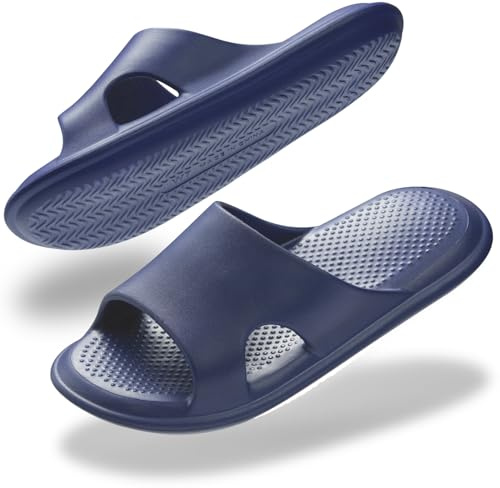 Misolin Claquettes Femme Chaussons Hommes Léger Antidérapant Douche Pantoufles Sandales Confortable Maison Piscine Plage Slides,Bleu W13(43-44 EU)