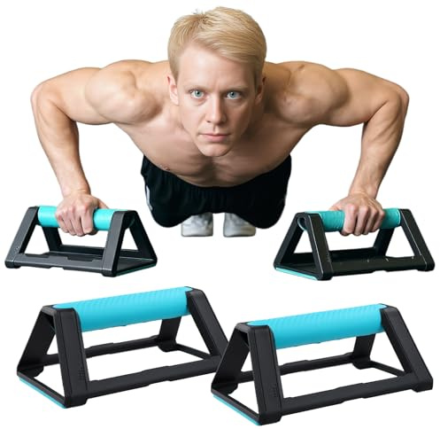 2 Pcs Barras Paralelas, Tabla de Flexiones con Base Silicona Antideslizante, Portátil Apilable, Capacidad Carga 110kg, Calistenia en Casa, Soporte Suelo for Push Up Fitness Exterior, 19x11x7cm