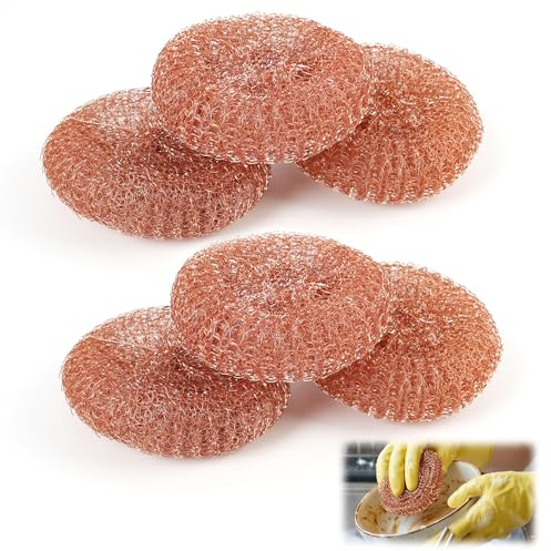 Set de 6 Esponjas de Cobre Reutilizables para Limpieza Profunda de Vajilla, Ollas y Estufas - Raspadores de Cobre Antioxidantes y Sin Olor, Ideal para Cocinas Modernas