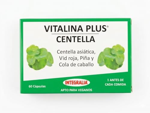 Integralia Vitalina Plus Centella 60 Cápsulas | Complemento Alimenticio con Centella Asiática, Vid Roja, Piña y Cola de Caballo para Circulación y Celulitis