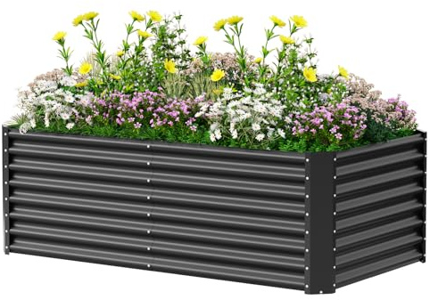 GUIVACI Bancal de Metal, 183 x 92 x 61 cm, Resistente a la Intemperie, Resistente a la corrosión, Acero galvanizado, Jardinera elevada para Exteriores, jardín, Verduras y Cultivo de Hierbas