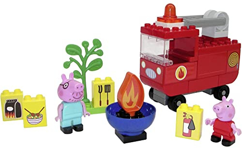 Big-Bloxx Peppa Wutz Feuerwehrauto Bausatz inkl. Peppa und Papa Wutz, 40-teilig, für Kinder ab 18 Monaten
