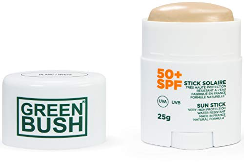 Green Bush - Stick Solaire Très haute protection SPF 50+ crème avec filtres minéraux. Composants naturels et Bio. Waterproof, hypoallergénique, sans parfum, sans paraben. (Natural Beige)