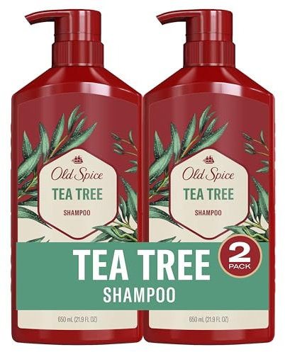 Old Spice Mens Tea Tree Shampoo, For All Hair Types, Healthier, Fuller, More Moisturized Looking Hair, 21.9 fl oz Each, Twin Pack
