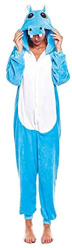 Partilandia Pijamas Enteros de Animales Adultos Unisex (Tallas de Adultos S a L) Disfraz Pijama Hipopótamo Mono Enterizo Carnaval Fiestas【Talla L】