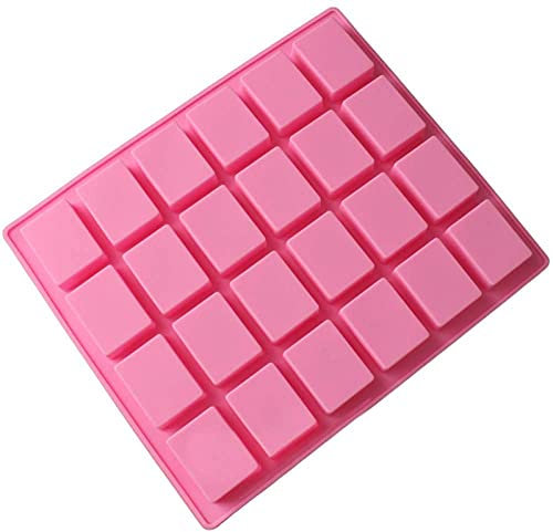 Selecto Bake 24 Cavities Rectangle Caramel Candy Silicone Mould Chocolate Truffles Mould, Grid Fondant Mould, Hard Candy Mold Pralines Gummy Jelly Cube Mold Pink