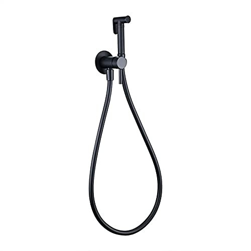 Ksunun Spruzzatore per Bidet Tenuto in Mano Ottone Doccetta per Bidet Nero Spruzzatore per Pannolini di Stoffa Montaggio a Parete Bagno ​Bidet Rubinetto Spray Adatto per Bagno e Cucina