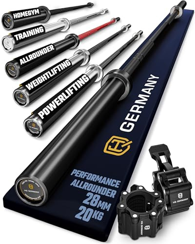HQ Germany® Langhantelstange 50mm [220cm, 20kg] - Profi Allrounder Langhantel 20kg - Olympia Langhantel 50mm, Gewichtsstange, Olympic Barbell Bar - Schwarz