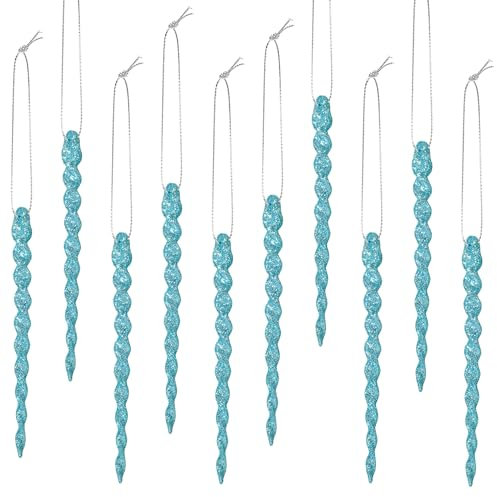 30 Pieces Plastic Icicle Twisted Plastic Icicle Christmas Ornaments Icicle Decoration Christmas Tree and Holiday Xmas Party Wedding Hanging (Light Blue,5.9 Inch)