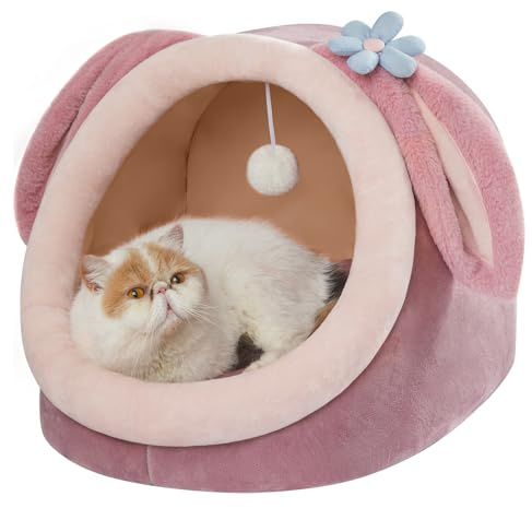Jiupety Kattgrotta, Kattbädd med Avtagbara och Tvättbara Kuddar, Mjuk och Bekväm Kattbädd, Katthus Katttält för Katter och Valpar, Cat Bed Cat House, Rabbit, L