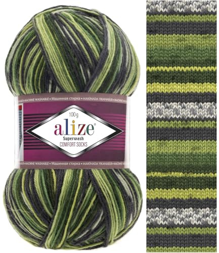 Sock Yarn 100 g Superwash Comfort Sock Wool 420 m 75% SW Wool - 25% Polyamide Hand Knitting Yarn Multicoloured Sweater Vest Cardigan Blouse Scarve Hat Beanie Bootie Mitten Beret (2696)