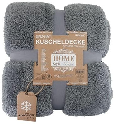 Manta de peluche de 150 x 200 cm, cálida manta en imitación de piel sintética, manta de microfibra mullida (gris oscuro)