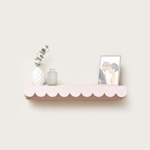 Melody Maison Large Pink Scalloped Wall Storage Shelf - 61cm
