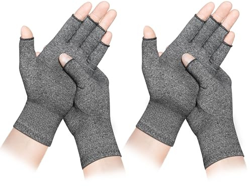 LXMY 2 par artrithandskar, kompressionshandskar, ger värme och kompression för att främja läkning, fingerlös design, lindrar smärta från reumatoid artrit och karpaltunnelsyndrom, M