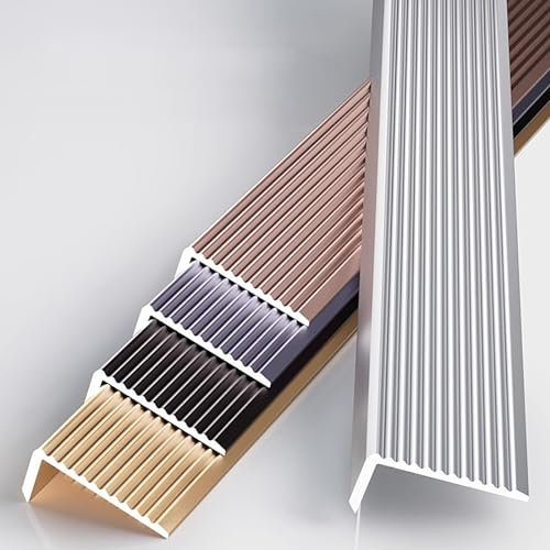 Raouoae Stair Tread Cladding Edge Protection Profile, 90CM Long - 3 Pieces Non-Slip Stair Edge Profiles For Stair Angles, Anti-Slip Stair Tiles, Durable And Easy To Install(Silver)