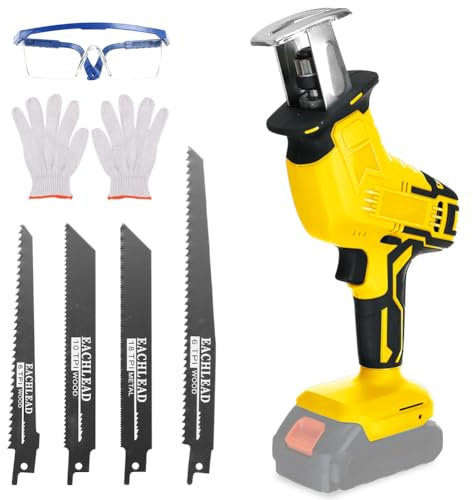 Cordless Reciprocating Saw Tool for Dewalt 20V Battery, ConBlom Brushless Power Recipro Saw 0-3500 RPM, 4 Saw Blades for Metal, Wood, PVC Cutting (No Battery)