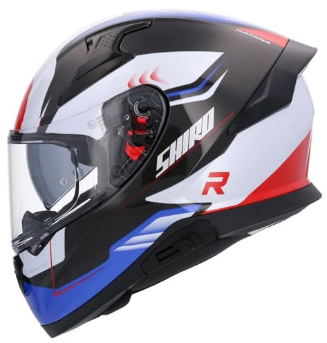 Shiro Helmets Casco Integral Katana ORBE Azul Blanco Rojo y Negro con Homologación 22.06 (M 57/58)