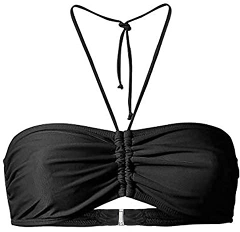 Bikini Oberteil Bandeau Bandeau Top Damen Abnehmbare Träger und Trägerlos Bandeau Bikini Oberteil Schwarz Top Bademode Beachwear Damen American Bikini Badeanzüge Passform Lässige