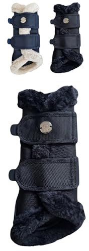 Marengos - Dressurgamaschen 1680D Comfort Light – Pferdegamaschen mit weichem Kunstfell, Klettverschlüssen & atmungsaktivem Mesh – Gamaschen für Pferde in Schwarz – Größe M