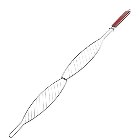 Cesta portátil para parrilla de pescado con mango resistente, cesta de parrilla de barbacoa de acero inoxidable, perfecta para asar verduras, pescado, camarones, accesorios para barbacoa, accesorios