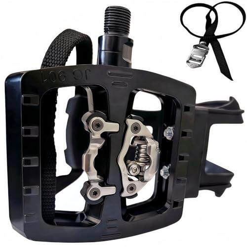 YBEKI Professional SPD/Toe Clip Spin Bike Pedals and Straps for Indoor Exercise Cycling & Peloton/Schwinn/Sunny/Bikes Compatible, 9/16 Axle with Sealed Bearings + 12-Month Warranty