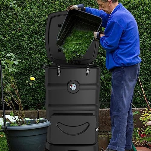 Compostiera Termica Da 29 Galloni, Compostaggio Esterno Impermeabile Con Indicatore Di Temperatura, Composter Da Giardino Resistente, Compostaggio Liquido Fast Collect