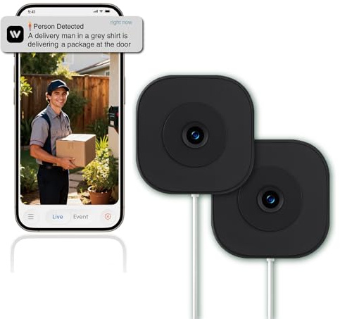 DETIKO 2K Window Camera,2.4G WiFi Only,Smart Window Security Camera with AI Motion Detection,Starlight Color Night Vision 911 Emergency Support,US Cloud Storage,24/7 Recording,Easy & Quick Install