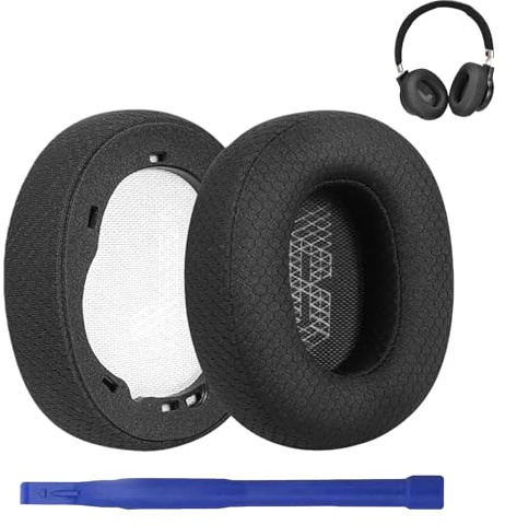 1 Paire Coussinets Casque pour JBL E65 (E65BTNC)/Live 650 (650NC 650BTNC)/Live 660 (660NC 660BTNC)/Duet NC Casque Circum-aural, avec Mousse d'isolation Phonique (Noir Maille)