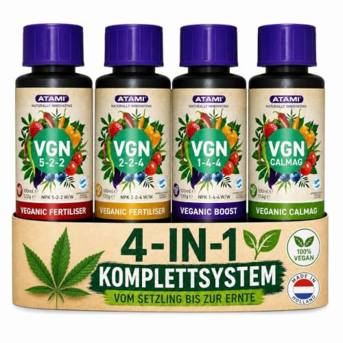 Dünger Set 4x100ml - Veganic Grow & Blüte Bio Flüssigdünger Hanf