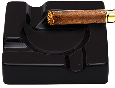 Duido Ceramic Ashtray Black - 5.9 inches and 8.5 inches (5.9 Inches)