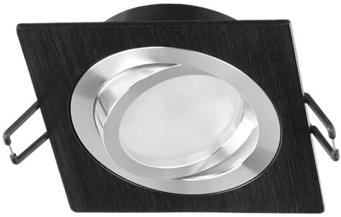 EDO, Foco empotrable CERI 1 SQ negro, giratorio, lámpara LED de techo, EDO777138