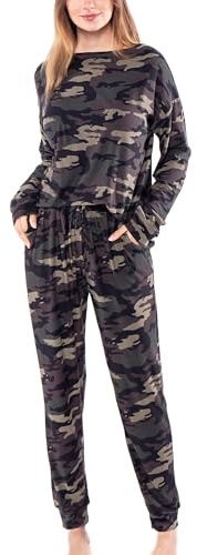 Coolwife Set pigiama da donna morbido pigiameria pigiameria manica lunga top e pantaloni pigiama set
