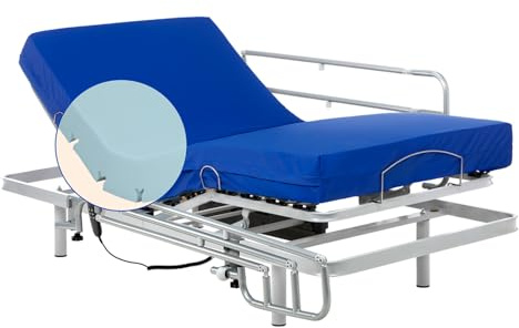 Geriafy – Cama Articulada Eléctrica con Colchón Professional HR | Funda Impermeable | 80x190 cm + Barandillas