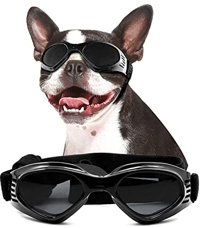 NAMSAN Hundesonnenbrille für mittelgroße Rassen, UV-Schutz, Anti-Beschlag-Hundebrille für kleine bis mittelgroße Hunde, winddichter Hundeaugenschutz, Winter-Schnee-Brille, einfaches Anziehen /