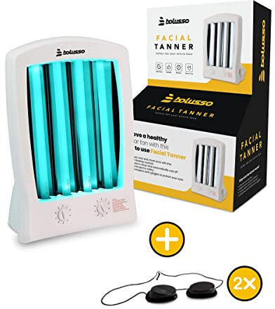 Bolusso Gesichtsbräuner – Gesichtsbräuner inkl. 2x Sonnenbankbrille – Für Gesicht und Dekolleté – Solarium