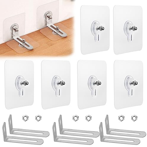 No Drill Furniture Anchors 6 Packs Anti Tip Furniture Straps Kit Adhesive Furniture Wall Anchors for Baby Proofing, Secure Bookcase Dresser Shelf Cabinet Wall