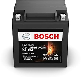 Bosch FA134 - Batteria AGM per motocicli - 12V 385A 30Ah - Adatta per moto, motociclette, enduro, scooter, quad, moto d'acqua - Compatibile M4F60, BIX30L, BB30L-B