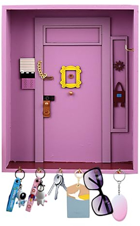 Dechoga Personalised Key Holder for Wall, Decorative Key Hooks, Monica's Key Hooks Wall Mounted with 6 Hooks for Wall, Entryway, Bathroom, Living Room and Office (Purple)