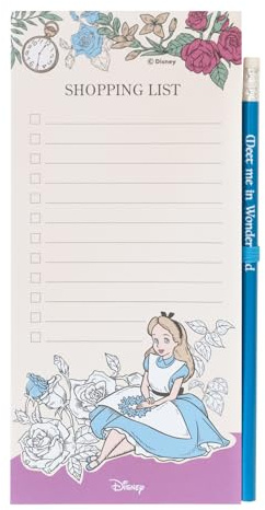 Grupo Erik: Lista Spesa Magnetica da Frigo Disney Alice nel Paese delle Meraviglie | Shopping List magnetica, 10 x 21 cm, con 65 fogli e matita, Block Notes con calamita da frigo