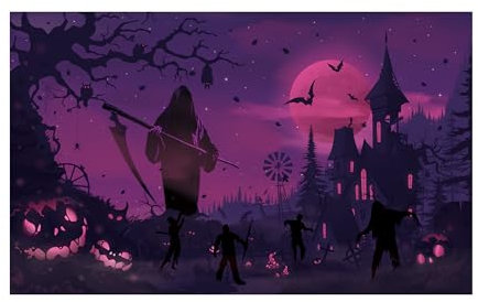 Aicerous® Halloween Banner, Big Size Halloween Background Banner mit Kürbisse, Fledermäuse, Geister, Skelette, Halloween Party Deko Hängebanner für den Garten, den Innen- und Außenbereich (C)